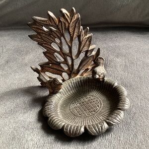 CAST IRON TWO BIRD TABLETOP BIRD BATH/KEYS DISH/TRINKET DISH/DECOR PIECE